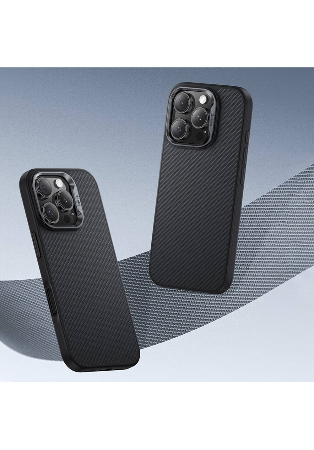 Apple iPhone 16 Plus Kılıf Karbon Fiber Manyetik Şarj Uyumlu Benks Hybrid ArmorPro 600D Kevlar Kapak