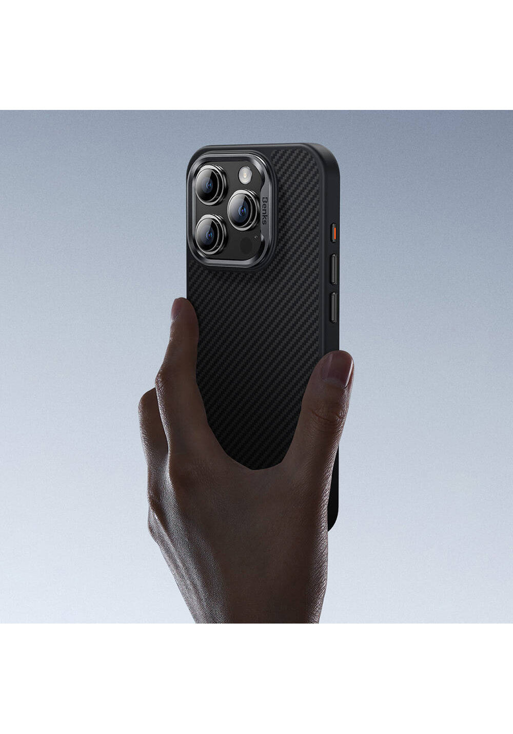 Apple iPhone 16 Plus Kılıf Karbon Fiber Manyetik Şarj Uyumlu Benks Hybrid ArmorPro 600D Kevlar Kapak