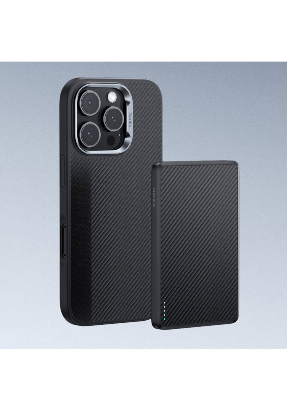Apple iPhone 16 Plus Kılıf Karbon Fiber Manyetik Şarj Uyumlu Benks Hybrid ArmorPro 600D Kevlar Kapak