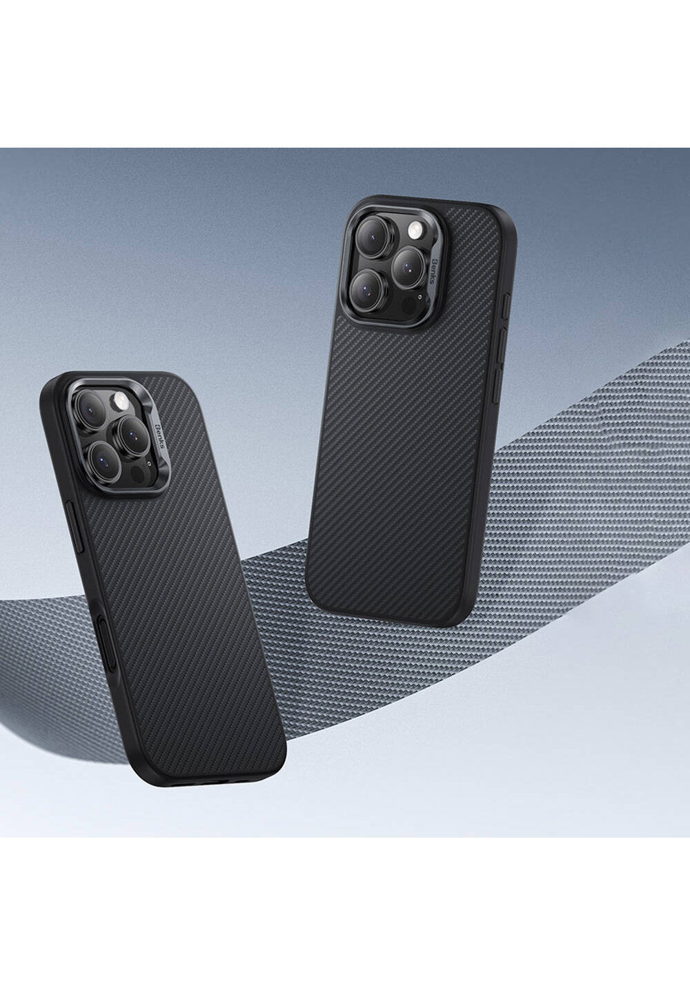 Apple iPhone 16 Plus Kılıf Karbon Fiber Manyetik Şarj Uyumlu Benks Hybrid ArmorPro 600D Kevlar Kapak