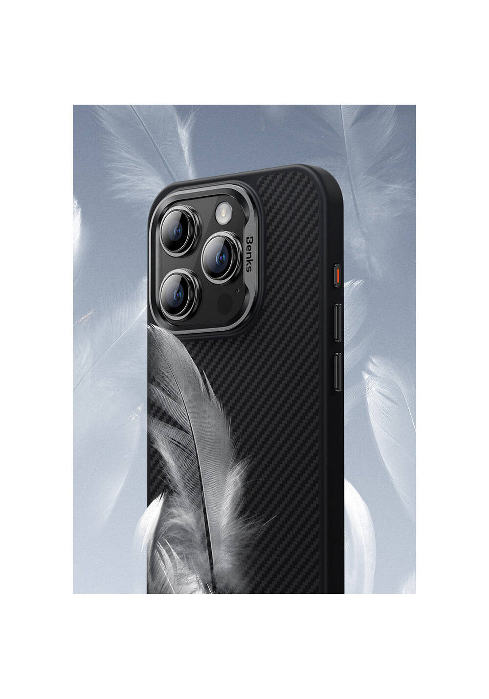 Apple iPhone 16 Plus Kılıf Karbon Fiber Manyetik Şarj Uyumlu Benks Hybrid ArmorPro 600D Kevlar Kapak