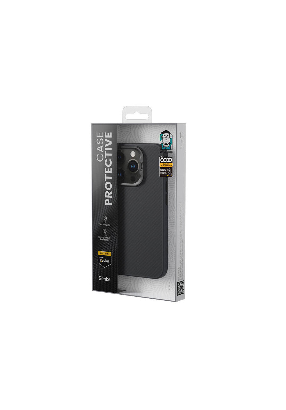 Apple iPhone 16 Plus Kılıf Karbon Fiber Manyetik Şarj Uyumlu Benks Hybrid ArmorPro 600D Kevlar Kapak