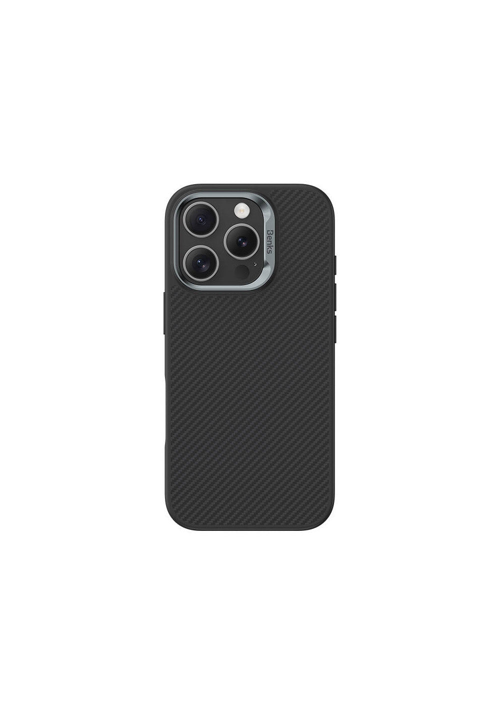 Apple iPhone 16 Pro Max Kılıf Karbon Fiber Manyetik Şarj Uyumlu Benks Hybrid ArmorPro 600D Kevlar Kapak