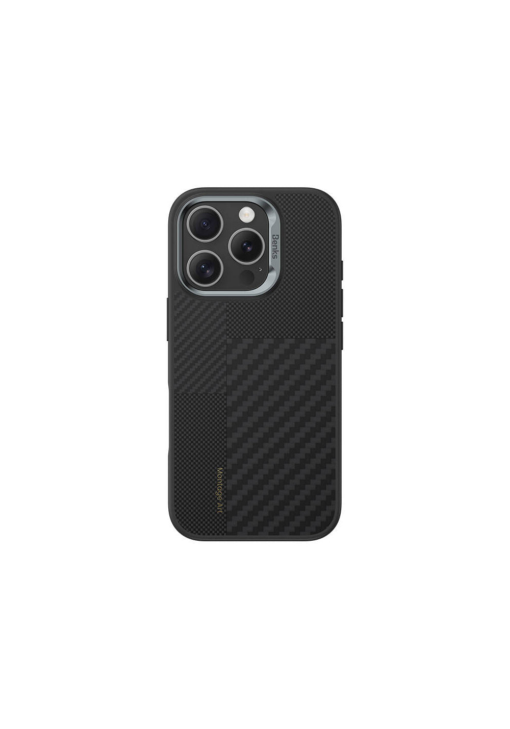 Apple iPhone 16 Pro Max Kılıf Manyetik Şarj Uyumlu Karbon Fiber Benks Montage Hybrid ArmorPro Kevlar Kapak