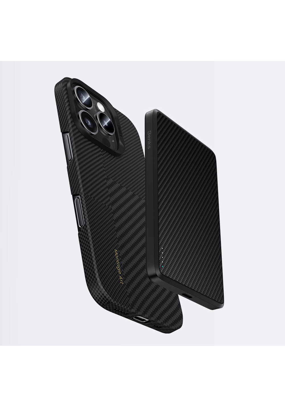 Apple iPhone 16 Plus Kılıf Manyetik Şarj Uyumlu Karbon Fiber Benks Montage ArmorAir Kevlar Kapak