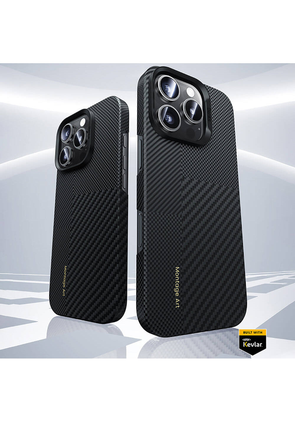 Apple iPhone 16 Pro Kılıf Manyetik Şarj Uyumlu Karbon Fiber Benks Montage ArmorAir Kevlar Kapak