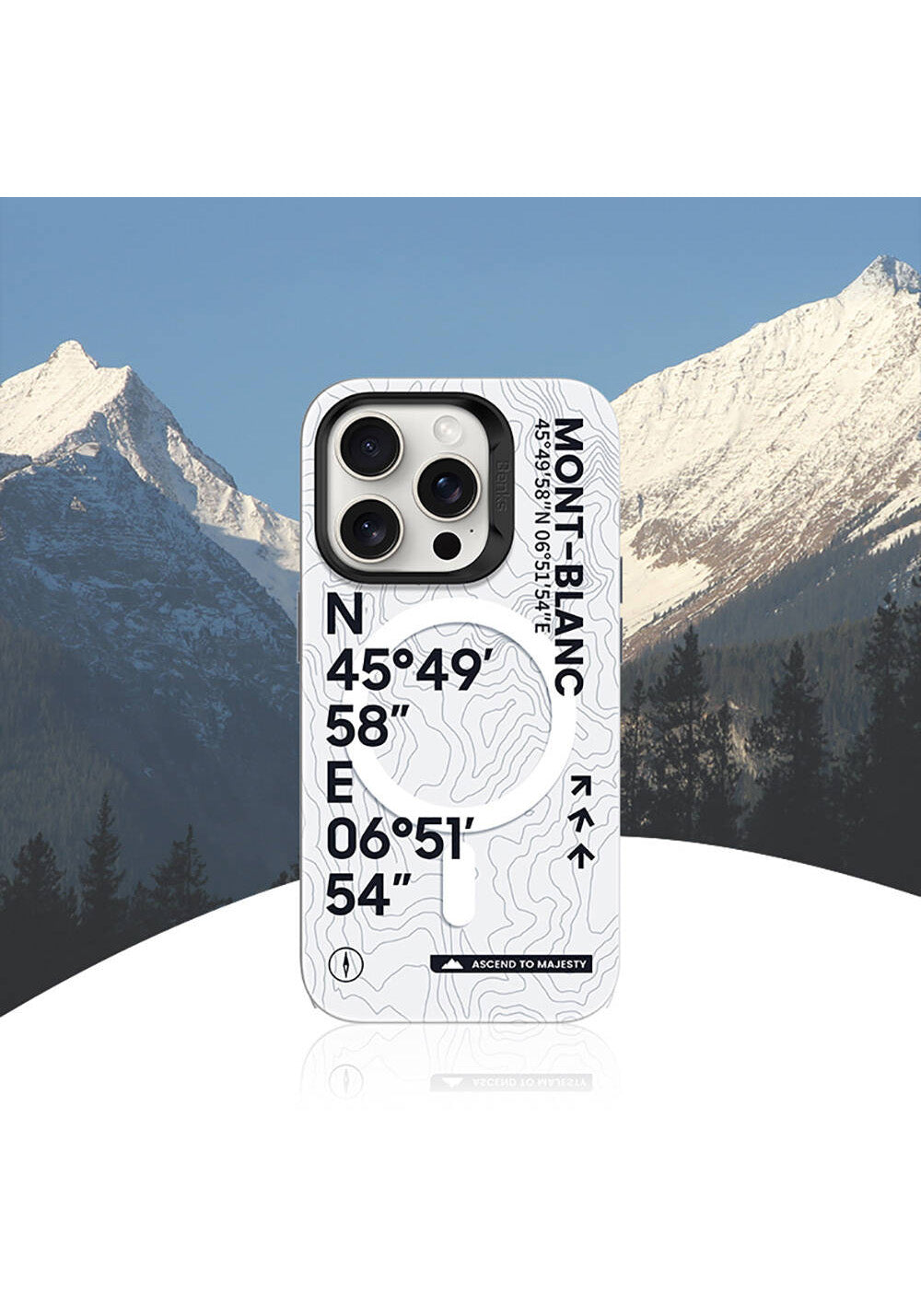 Apple iPhone 16 Pro Kılıf Manyetik Şarj Uyumlu Koordinat Yazı Desenli Benks Summit Serisi Kapak