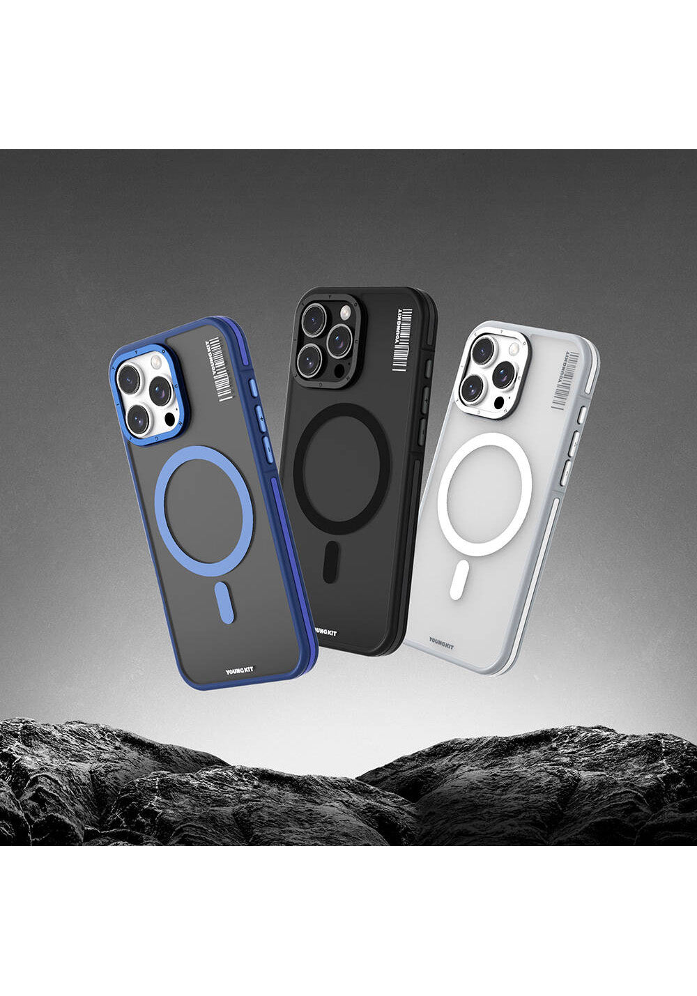 Apple iPhone 16 Pro Kılıf Manyetik Şarj Uyumlu Youngkit Rock Sand Serisi Kapak