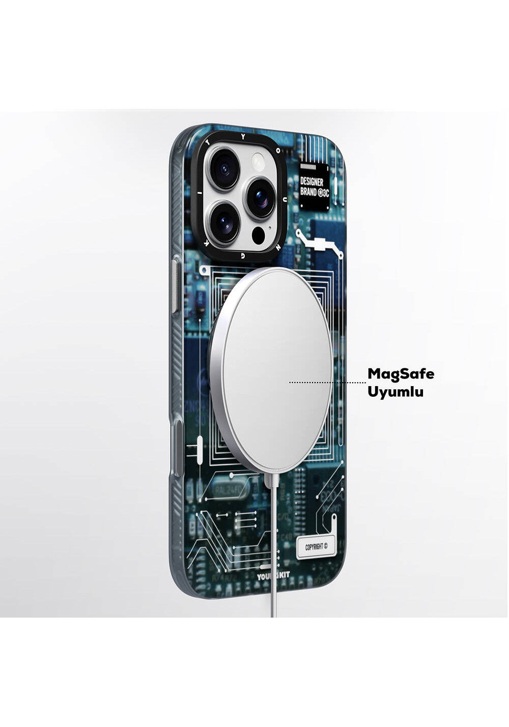 Apple iPhone 16 Pro Kılıf Manyetik Şarj Uyumlu Youngkit 360° Standlı Technology Serisi Kapak