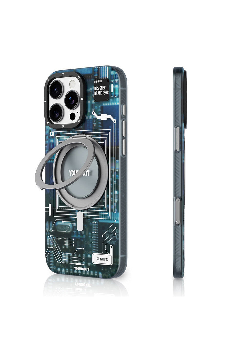 Apple iPhone 16 Pro Max Kılıf Manyetik Şarj Uyumlu Youngkit 360° Standlı Technology Serisi Kapak