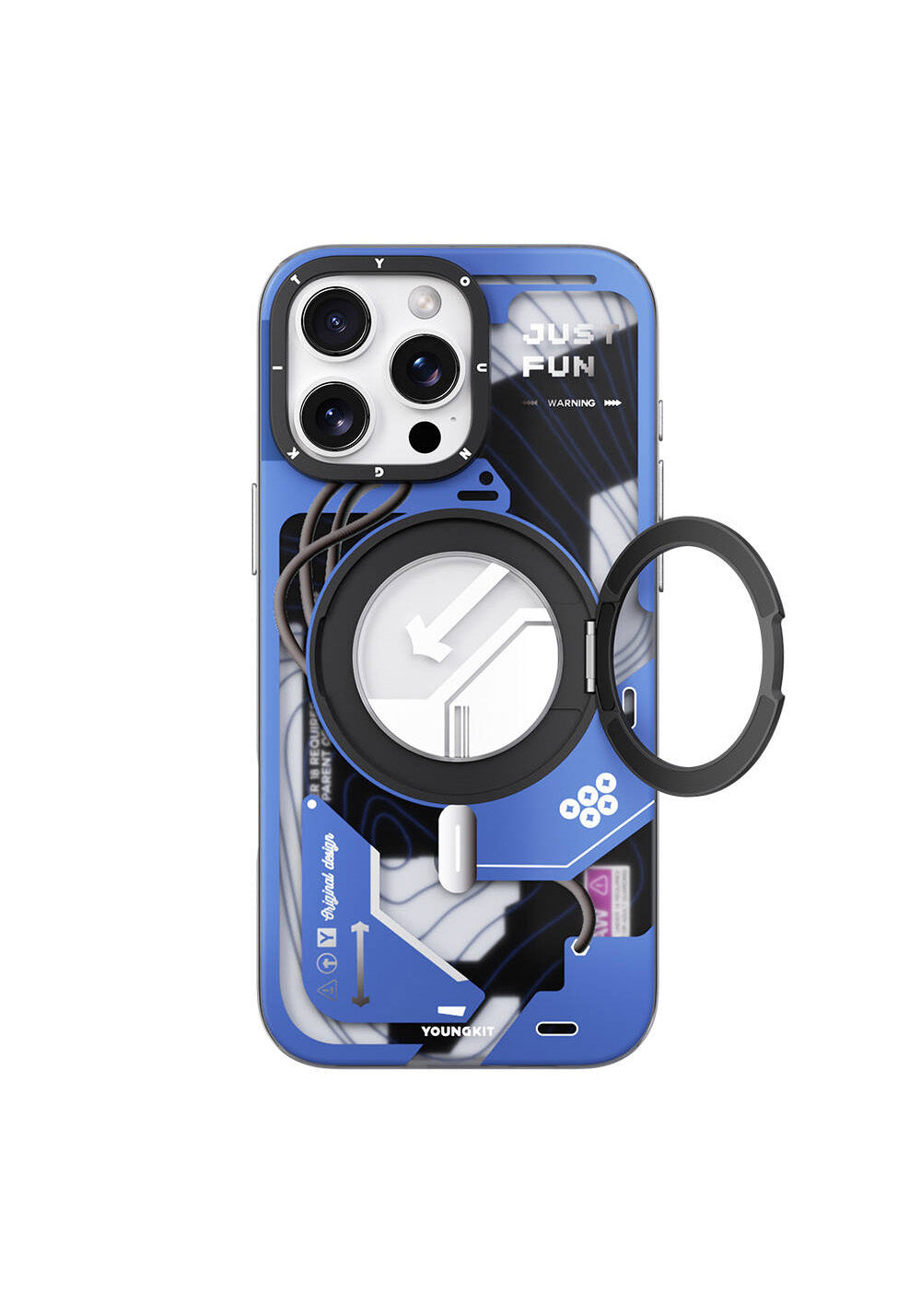Apple iPhone 16 Pro Kılıf Manyetik Şarj Uyumlu Youngkit 360° Standlı Starship Serisi Kapak
