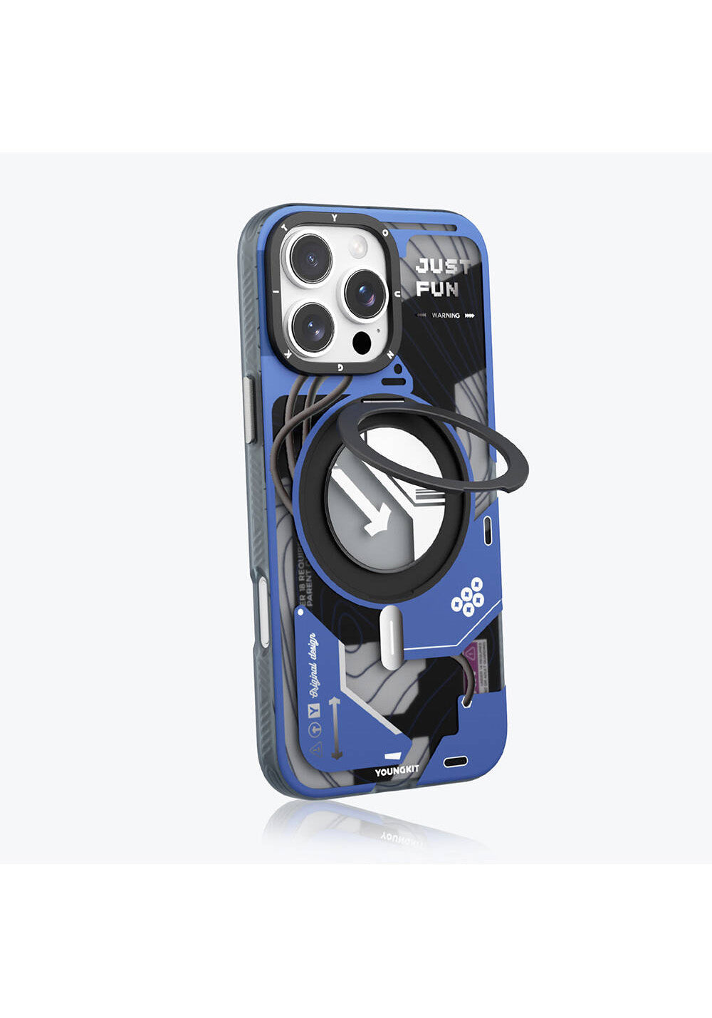 Apple iPhone 16 Pro Kılıf Manyetik Şarj Uyumlu Youngkit 360° Standlı Starship Serisi Kapak