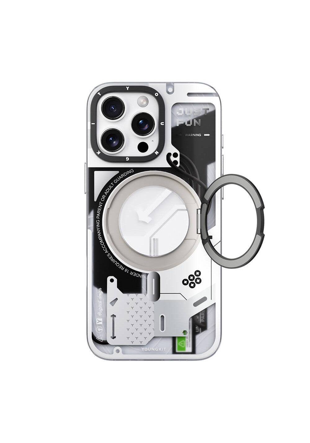 Apple iPhone 16 Pro Max Kılıf Manyetik Şarj Uyumlu Youngkit 360° Standlı Starship Serisi Kapak