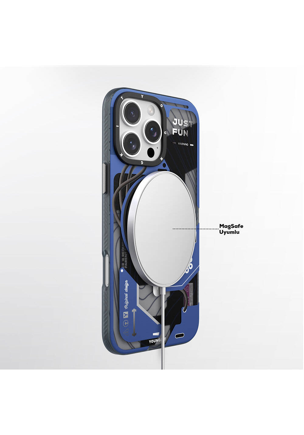 Apple iPhone 16 Pro Max Kılıf Manyetik Şarj Uyumlu Youngkit 360° Standlı Starship Serisi Kapak