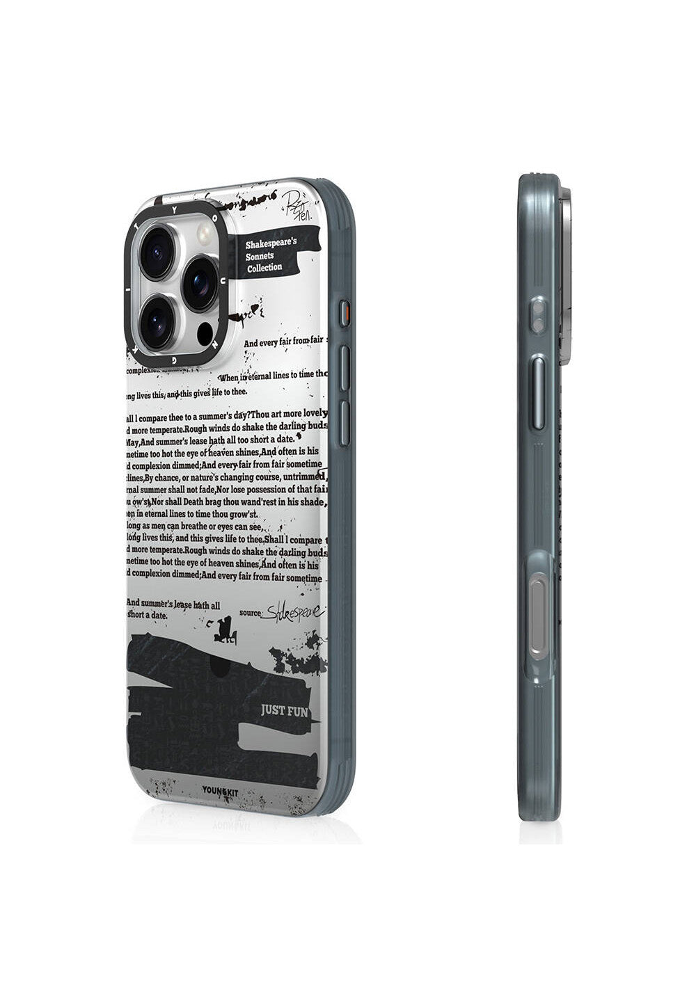 Apple iPhone 16 Pro Kılıf Manyetik Şarj Uyumlu Youngkit Literary Serisi Shakespeare Kapak