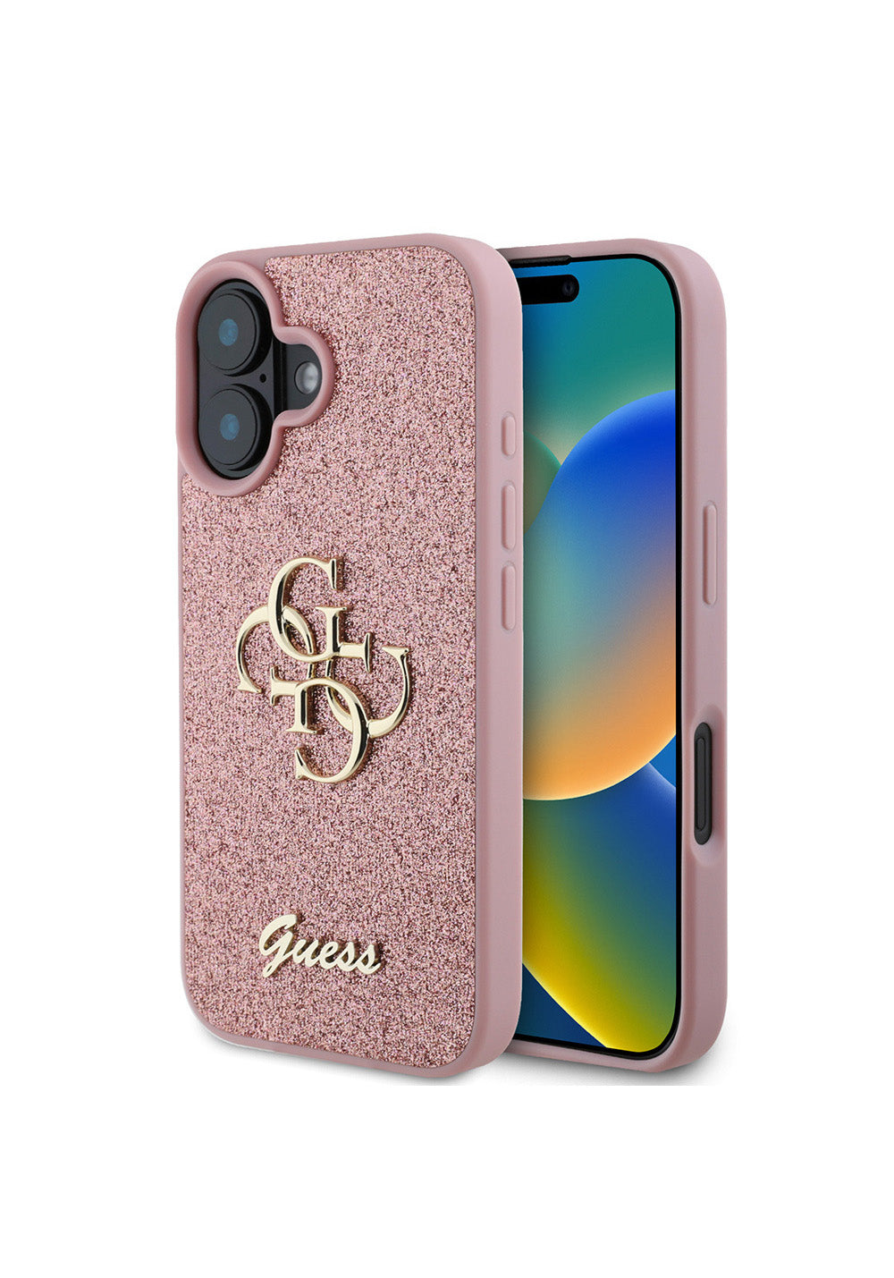 Apple iPhone 16 Kılıf Guess Orijinal Lisanslı 4G Büyük Metal Logolu Glitter Kapak