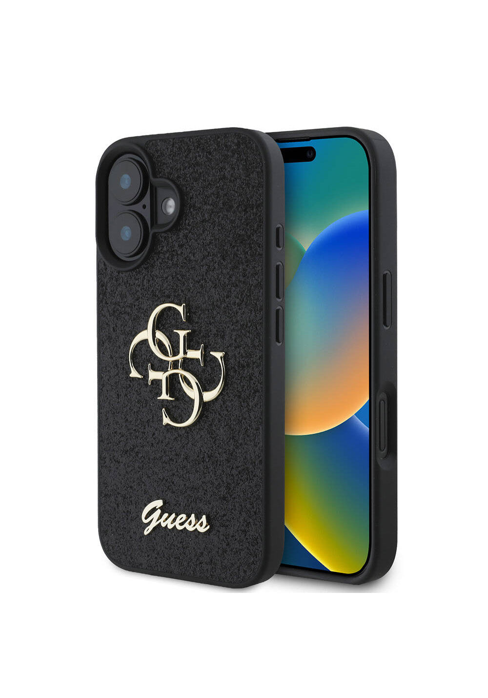 Apple iPhone 16 Kılıf Guess Orijinal Lisanslı 4G Büyük Metal Logolu Glitter Kapak