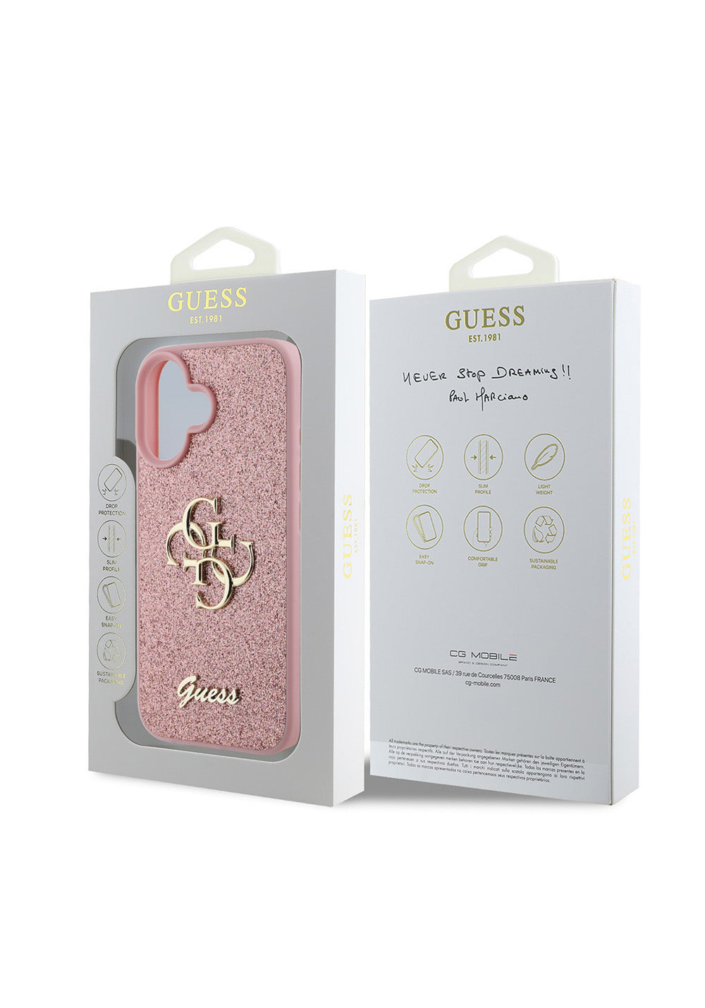 Apple iPhone 16 Kılıf Guess Orijinal Lisanslı 4G Büyük Metal Logolu Glitter Kapak