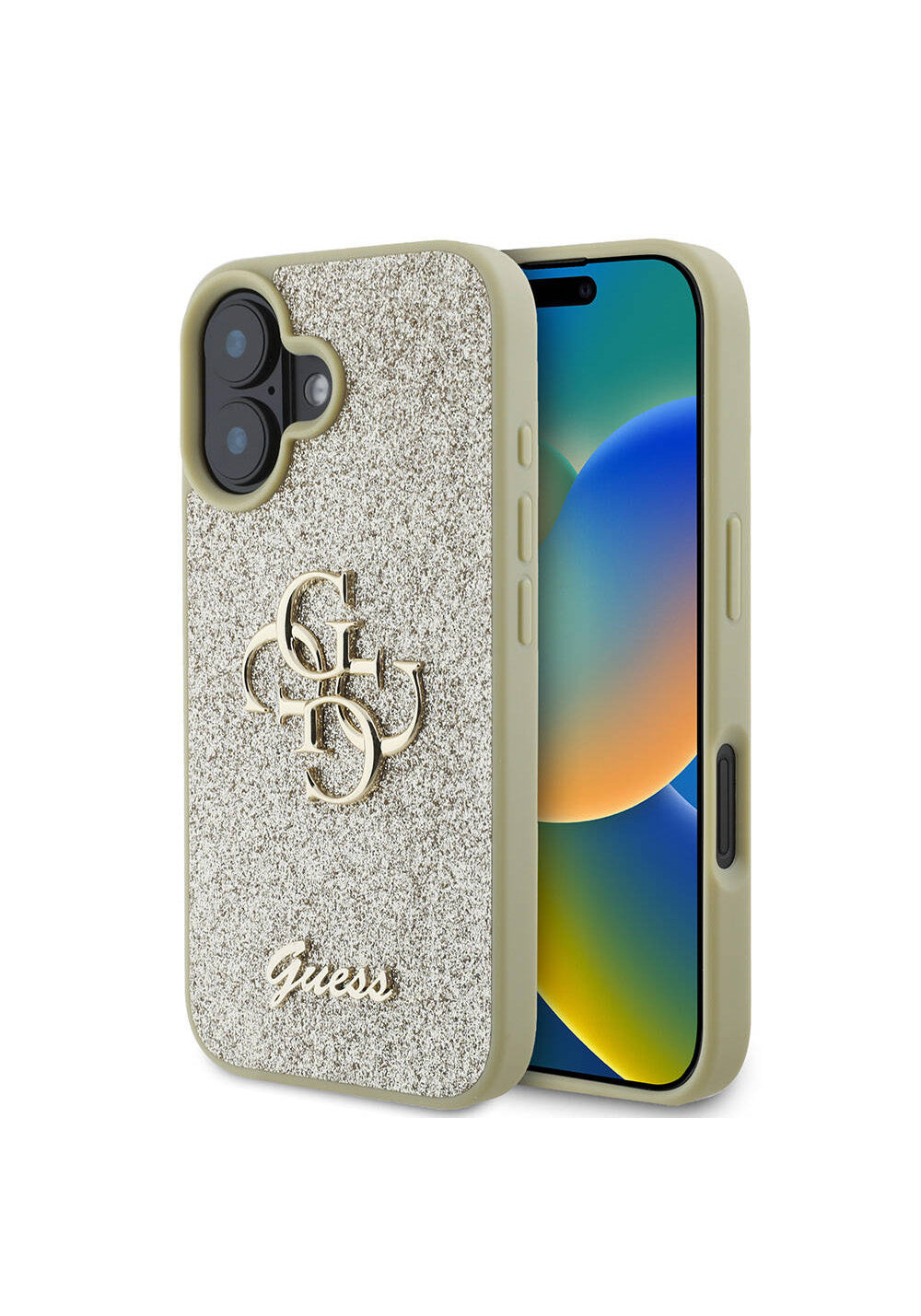 Apple iPhone 16 Plus Kılıf Guess Orijinal Lisanslı 4G Büyük Metal Logolu Glitter Kapak