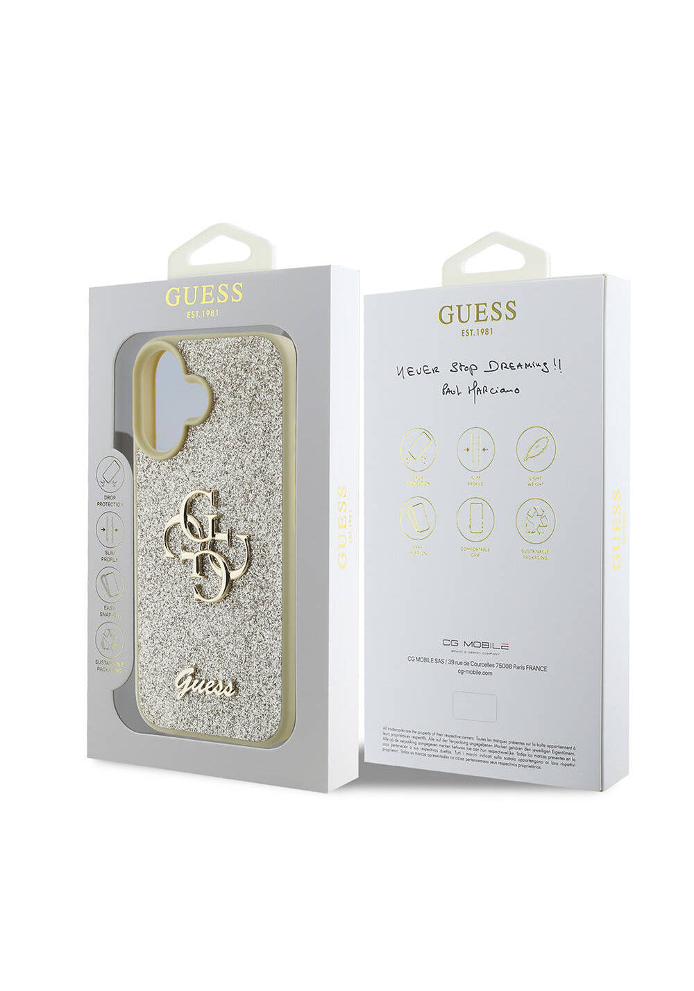 Apple iPhone 16 Plus Kılıf Guess Orijinal Lisanslı 4G Büyük Metal Logolu Glitter Kapak