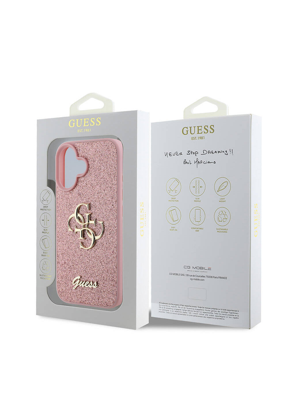 Apple iPhone 16 Plus Kılıf Guess Orijinal Lisanslı 4G Büyük Metal Logolu Glitter Kapak