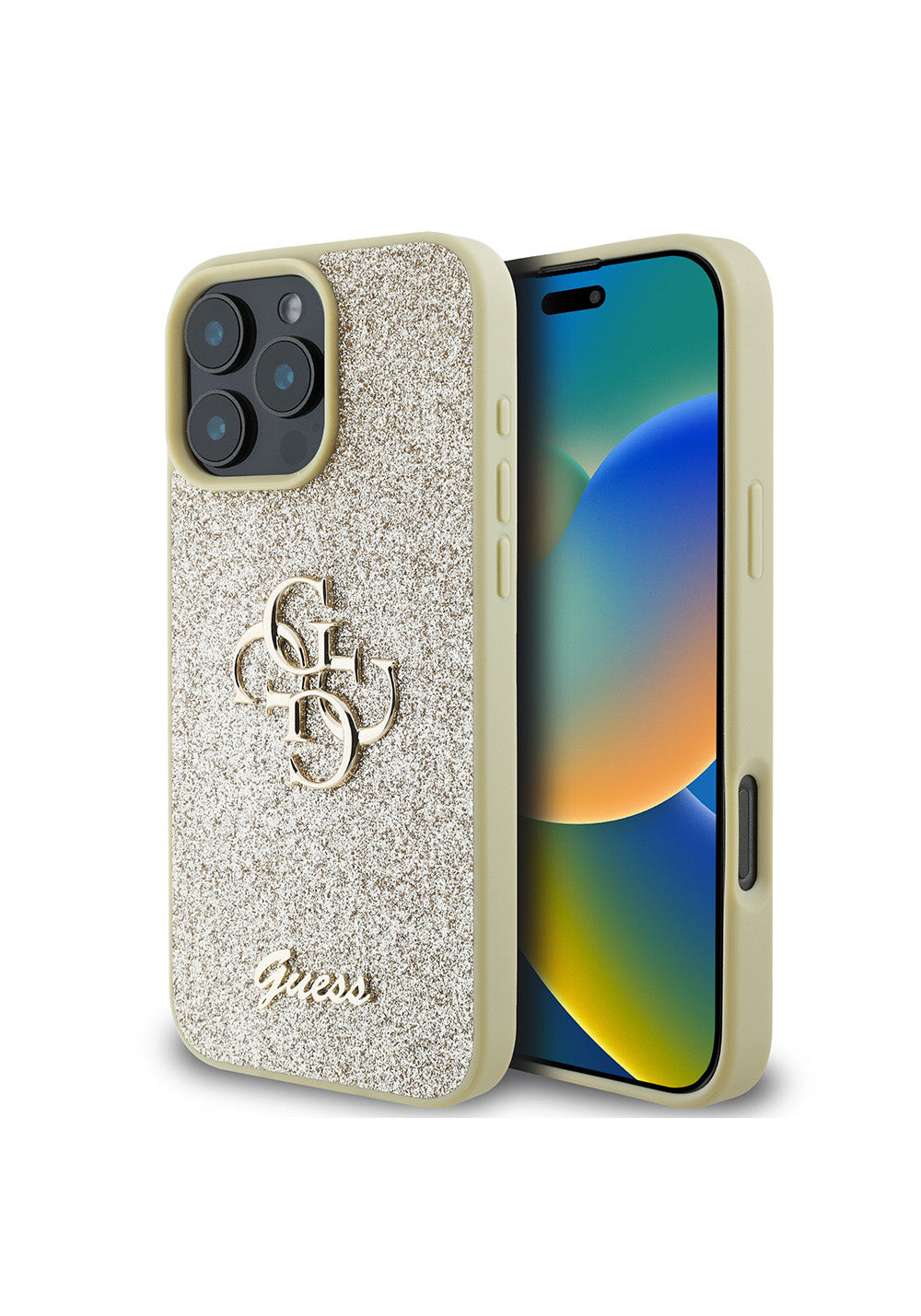 Apple iPhone 16 Pro Kılıf Guess Orijinal Lisanslı 4G Büyük Metal Logolu Glitter Kapak