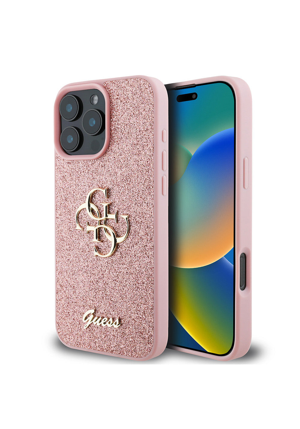 Apple iPhone 16 Pro Kılıf Guess Orijinal Lisanslı 4G Büyük Metal Logolu Glitter Kapak