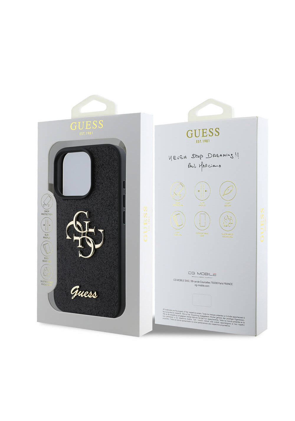 Apple iPhone 16 Pro Kılıf Guess Orijinal Lisanslı 4G Büyük Metal Logolu Glitter Kapak