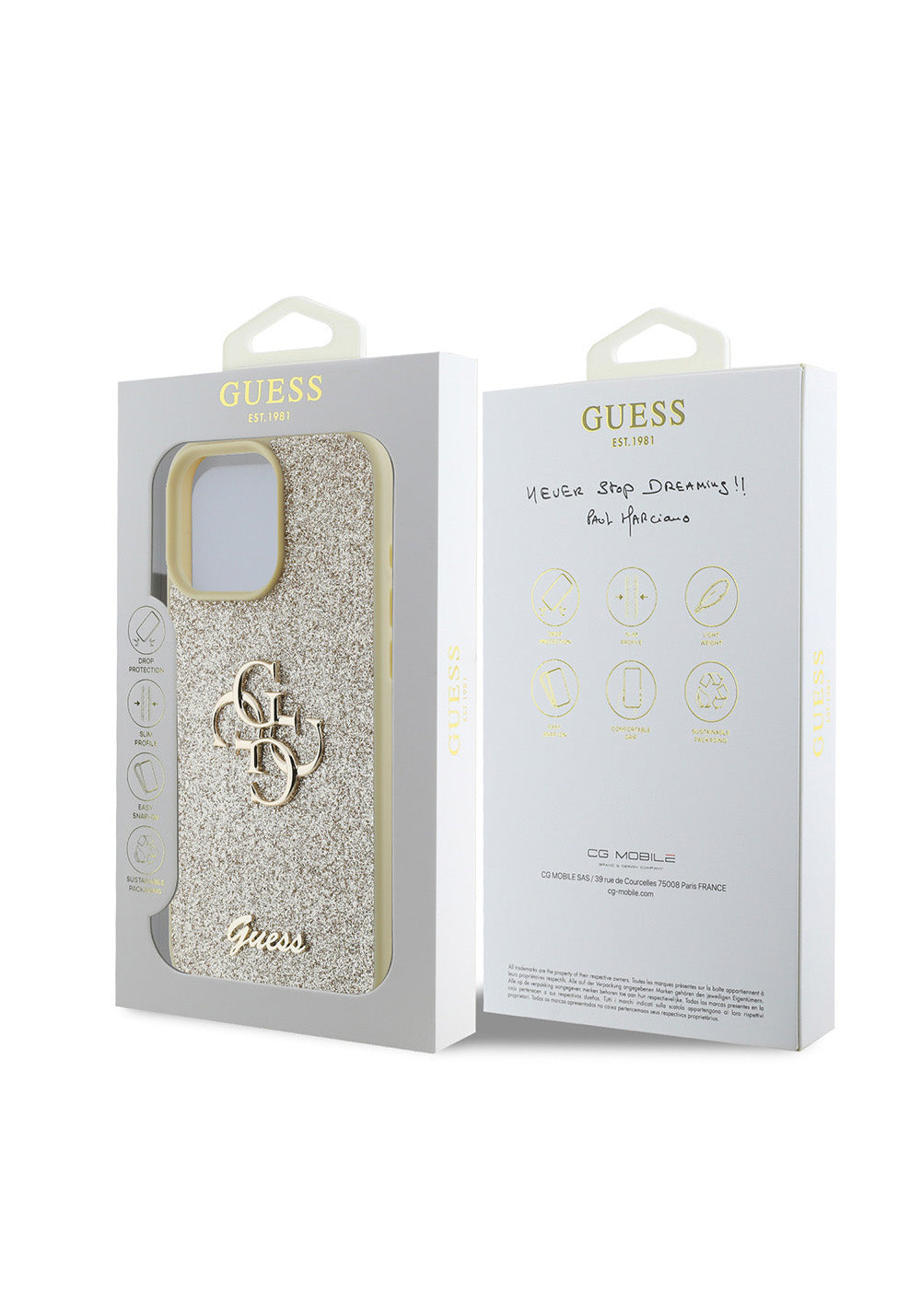 Apple iPhone 16 Pro Kılıf Guess Orijinal Lisanslı 4G Büyük Metal Logolu Glitter Kapak