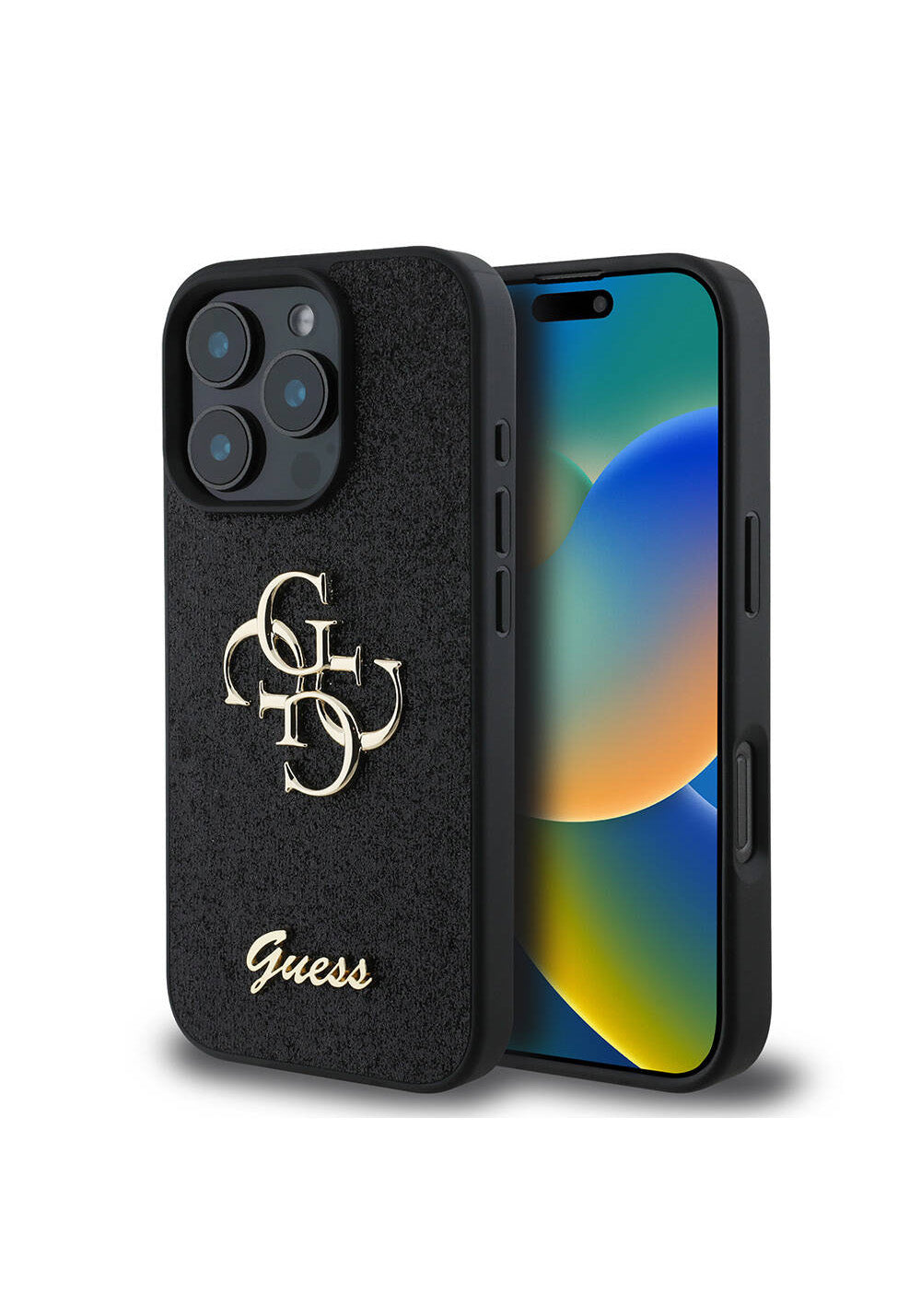 Apple iPhone 16 Pro Max Kılıf Guess Orijinal Lisanslı 4G Büyük Metal Logolu Glitter Kapak