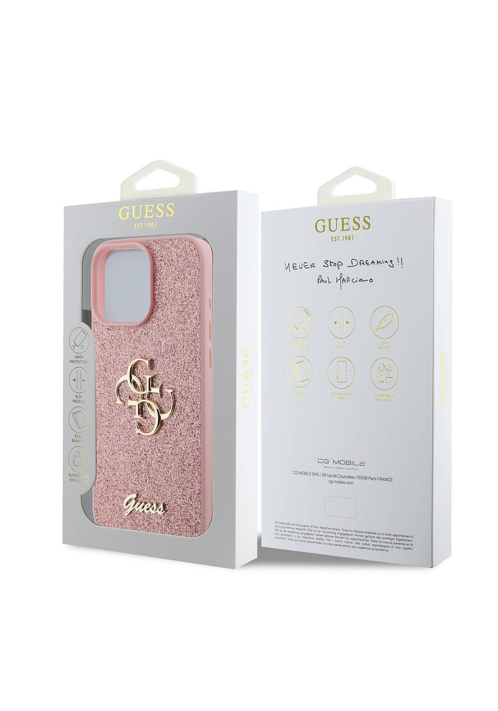 Apple iPhone 16 Pro Max Kılıf Guess Orijinal Lisanslı 4G Büyük Metal Logolu Glitter Kapak