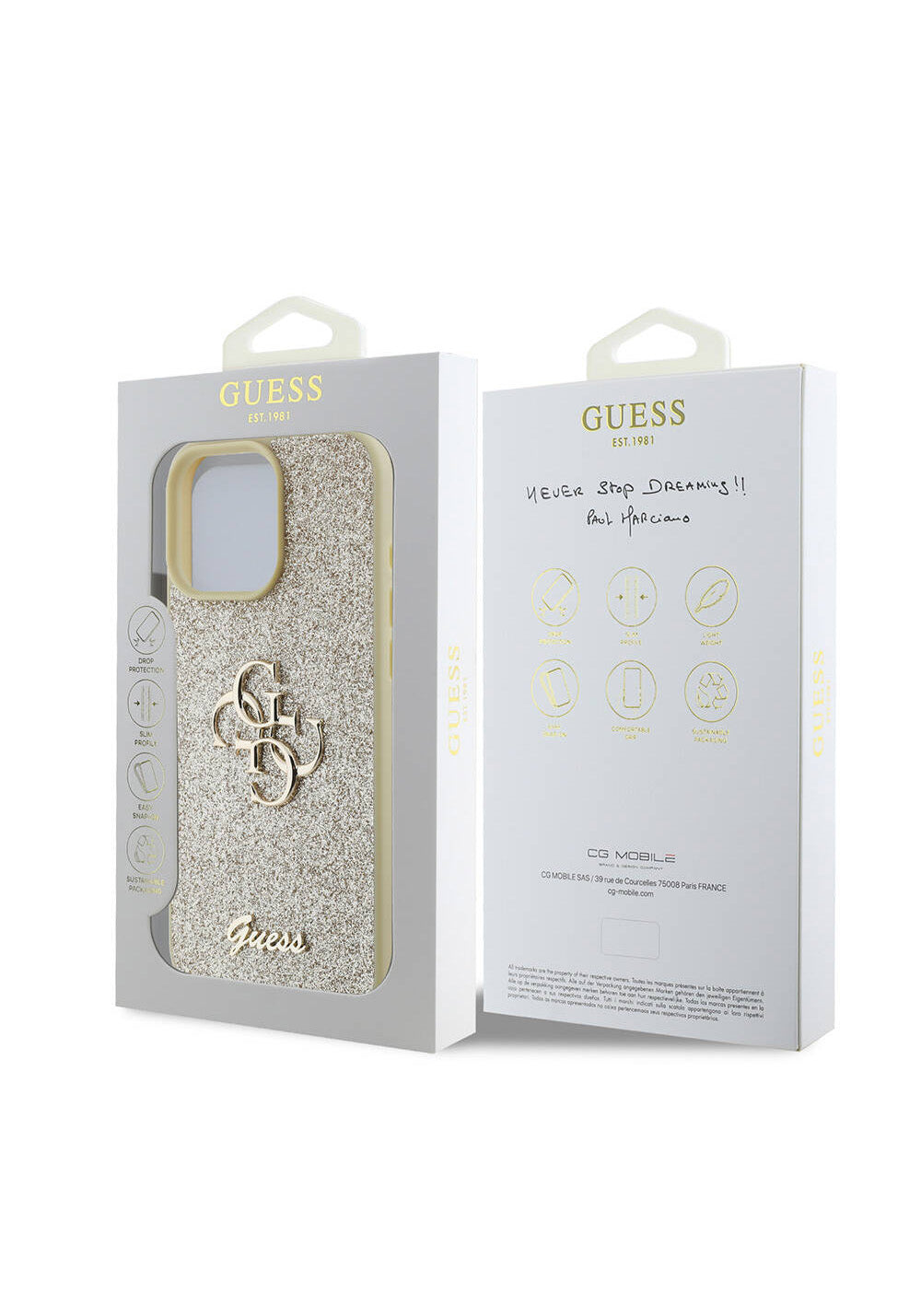 Apple iPhone 16 Pro Max Kılıf Guess Orijinal Lisanslı 4G Büyük Metal Logolu Glitter Kapak