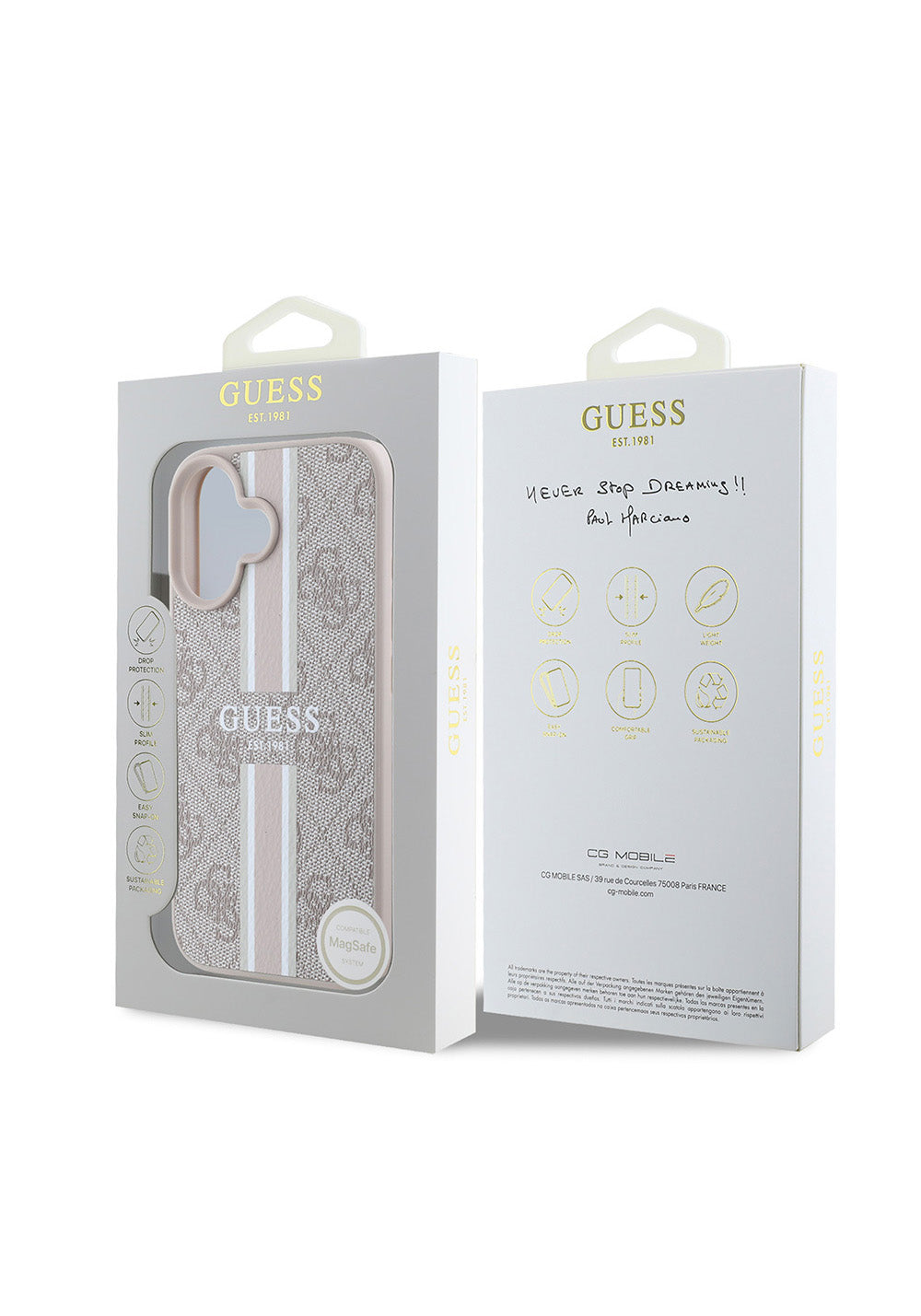 Apple iPhone 16 Kılıf Guess Orijinal Lisanslı Manyetik Şarj Uyumlu 4G Şerit Tasarımlı Printed Kapak