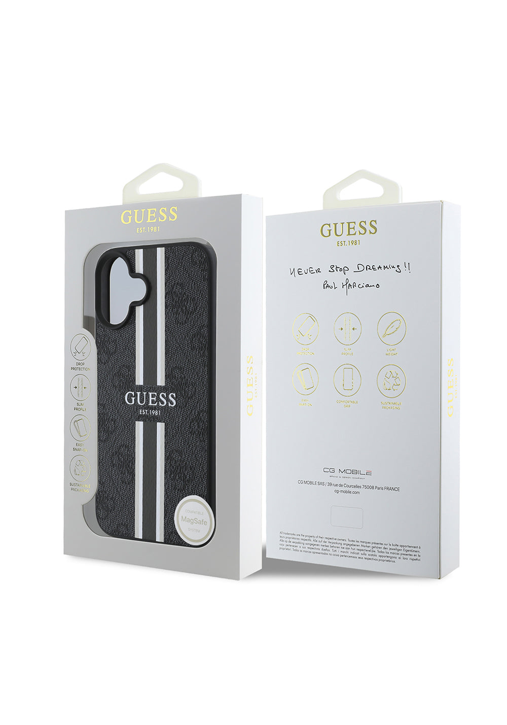 Apple iPhone 16 Kılıf Guess Orijinal Lisanslı Manyetik Şarj Uyumlu 4G Şerit Tasarımlı Printed Kapak