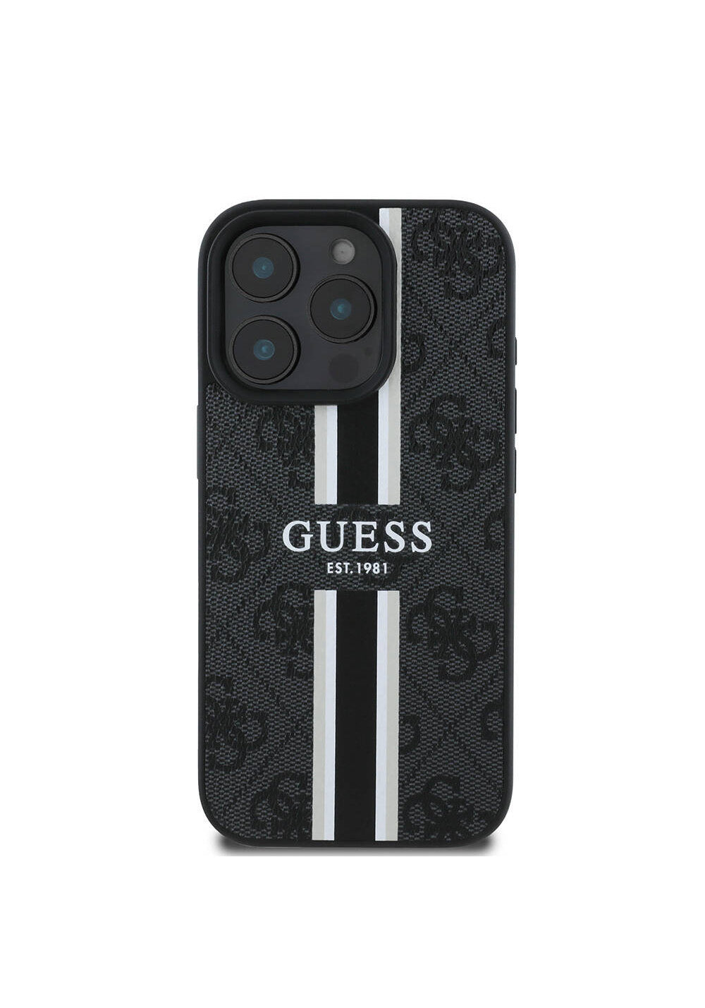 Apple iPhone 16 Pro Kılıf Guess Orijinal Lisanslı Manyetik Şarj Uyumlu 4G Şerit Tasarımlı Printed Kapak