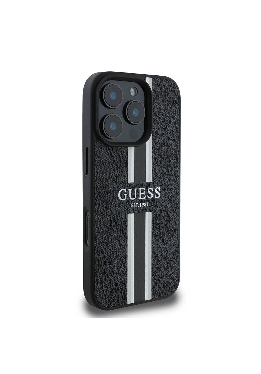 Apple iPhone 16 Pro Kılıf Guess Orijinal Lisanslı Manyetik Şarj Uyumlu 4G Şerit Tasarımlı Printed Kapak