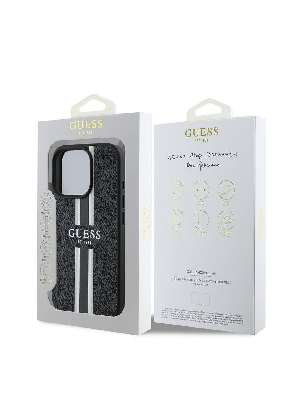 Apple iPhone 16 Pro Kılıf Guess Orijinal Lisanslı Manyetik Şarj Uyumlu 4G Şerit Tasarımlı Printed Kapak