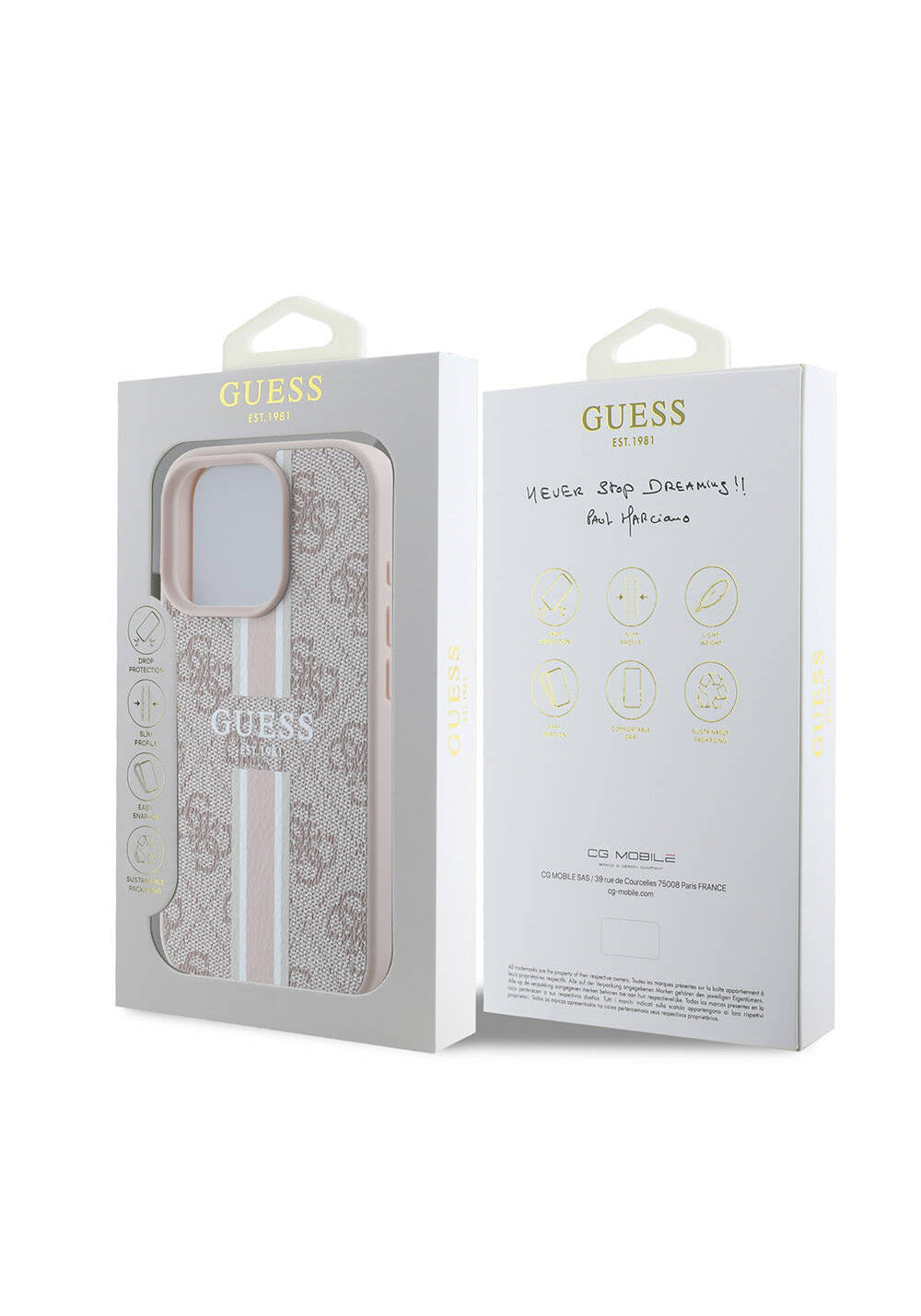 Apple iPhone 16 Pro Kılıf Guess Orijinal Lisanslı Manyetik Şarj Uyumlu 4G Şerit Tasarımlı Printed Kapak