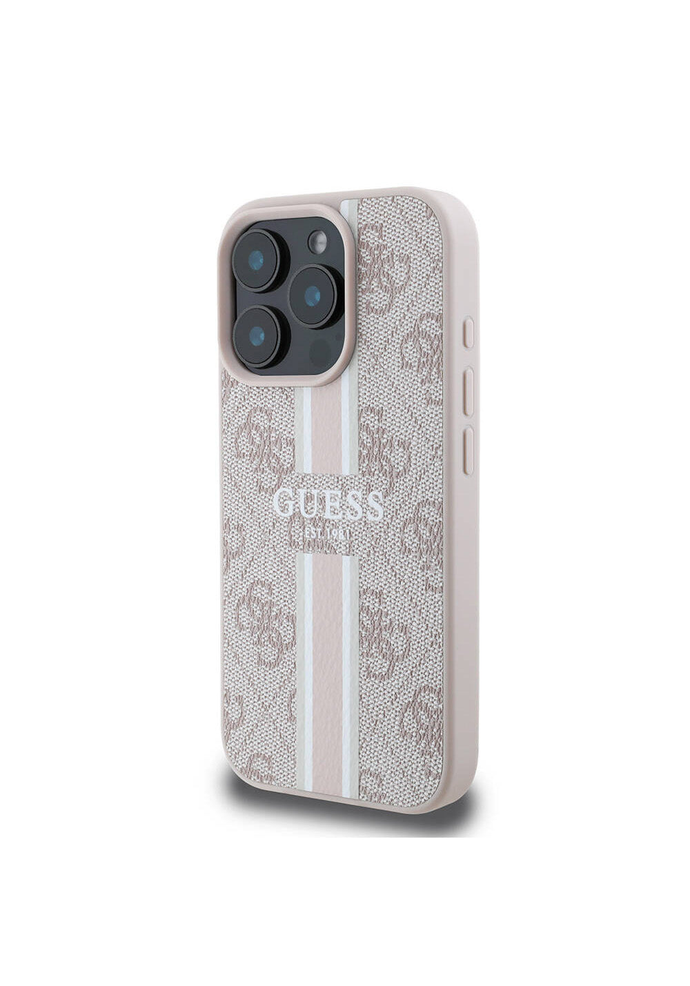 Apple iPhone 16 Pro Kılıf Guess Orijinal Lisanslı Manyetik Şarj Uyumlu 4G Şerit Tasarımlı Printed Kapak