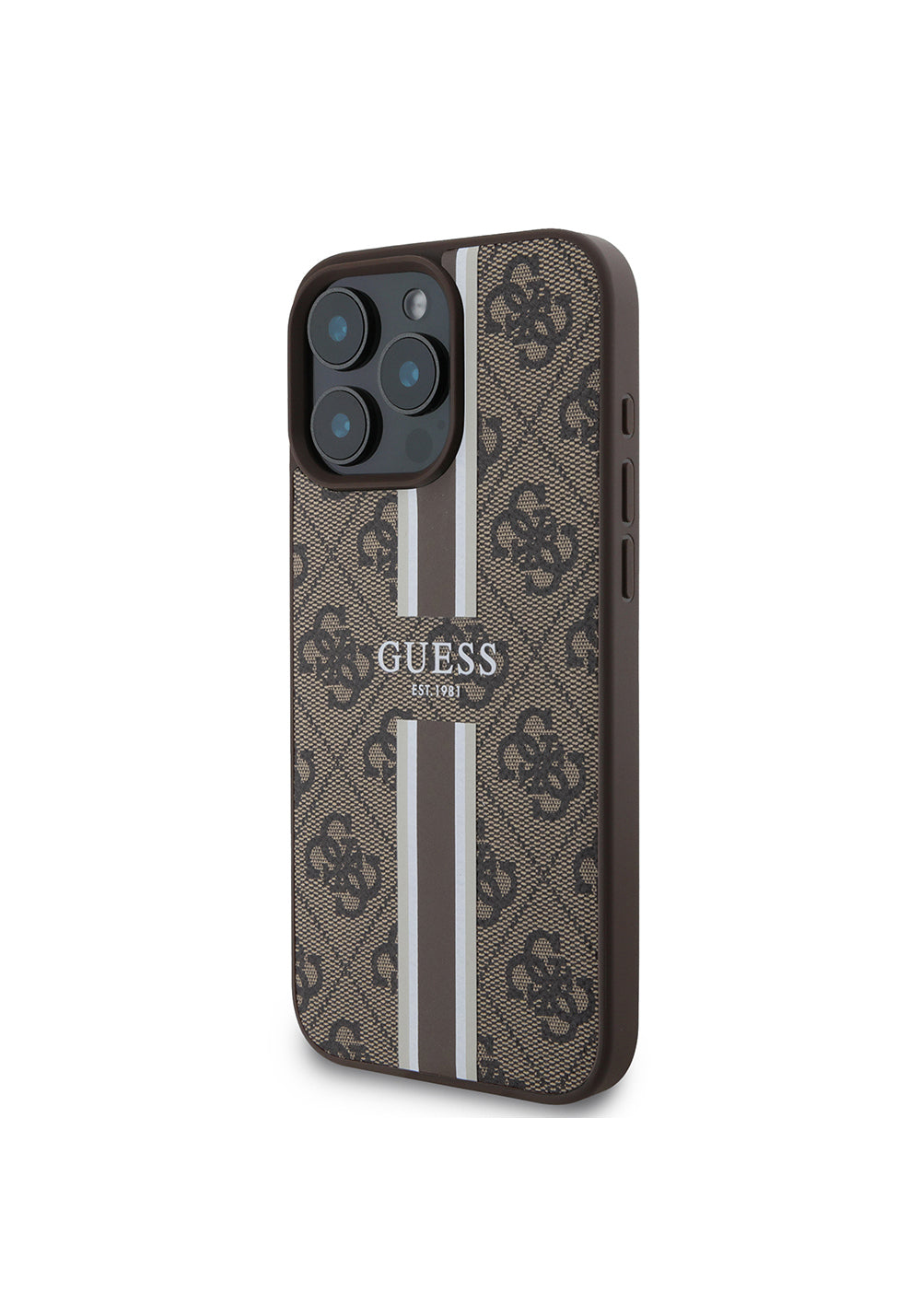 Apple iPhone 16 Pro Kılıf Guess Orijinal Lisanslı Manyetik Şarj Uyumlu 4G Şerit Tasarımlı Printed Kapak