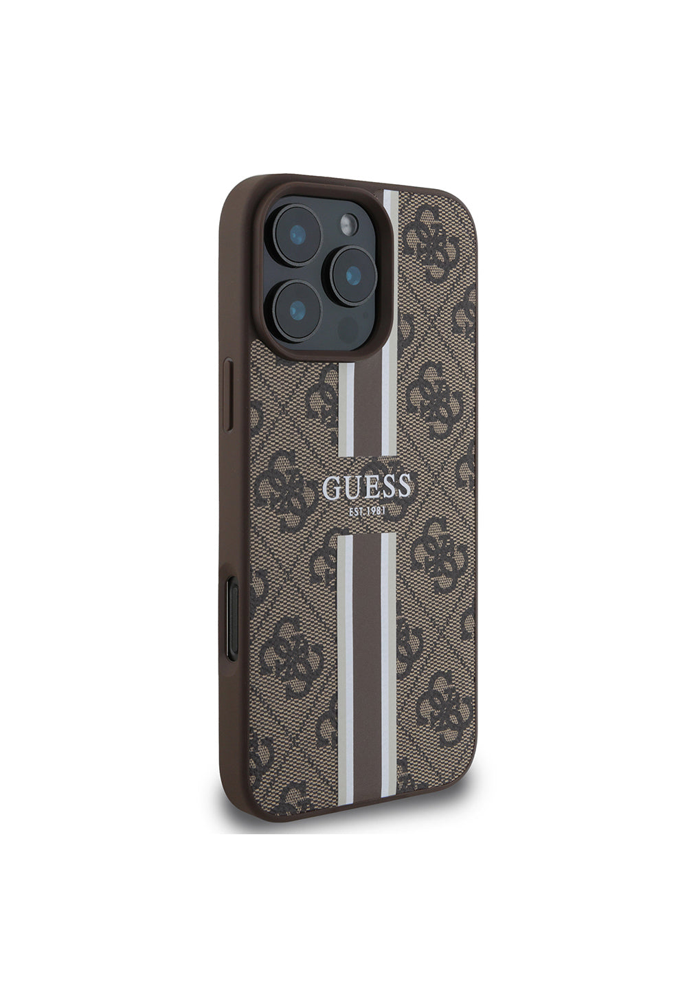 Apple iPhone 16 Pro Kılıf Guess Orijinal Lisanslı Manyetik Şarj Uyumlu 4G Şerit Tasarımlı Printed Kapak