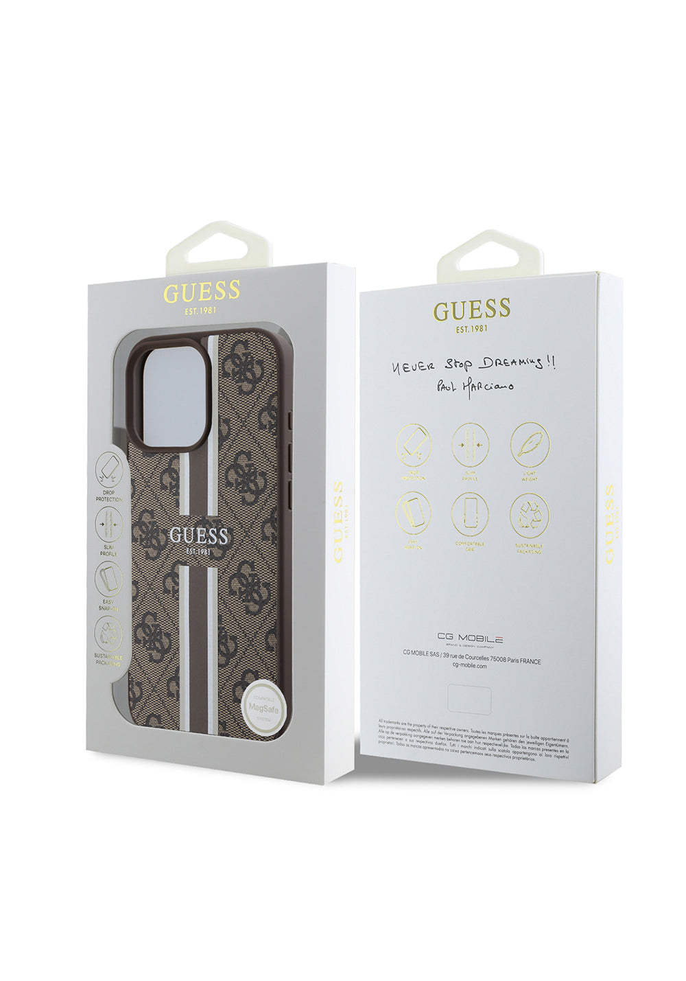 Apple iPhone 16 Pro Kılıf Guess Orijinal Lisanslı Manyetik Şarj Uyumlu 4G Şerit Tasarımlı Printed Kapak