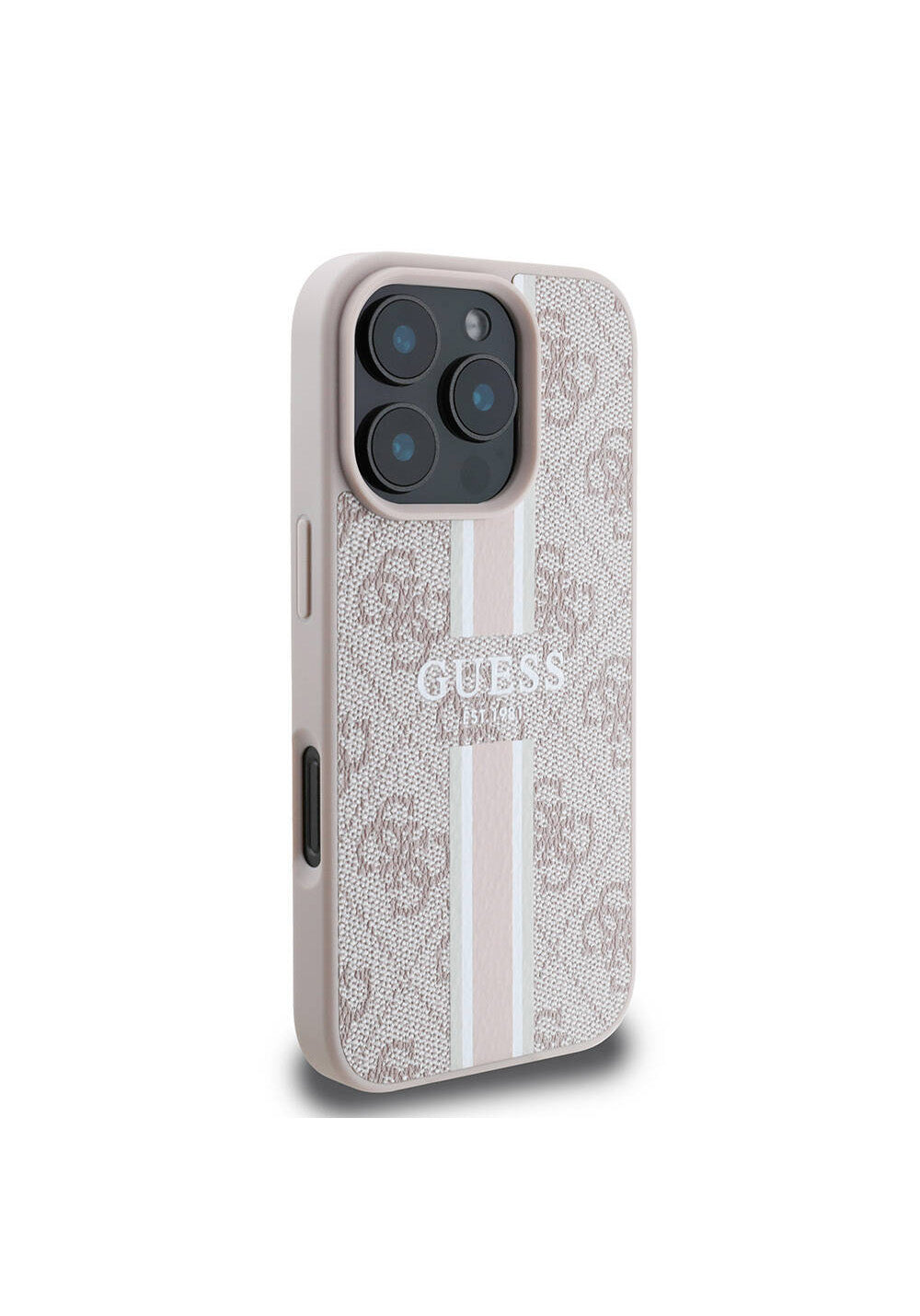 Apple iPhone 16 Pro Max Kılıf Guess Orijinal Lisanslı Manyetik Şarj Uyumlu 4G Şerit Tasarımlı Printed Kapak
