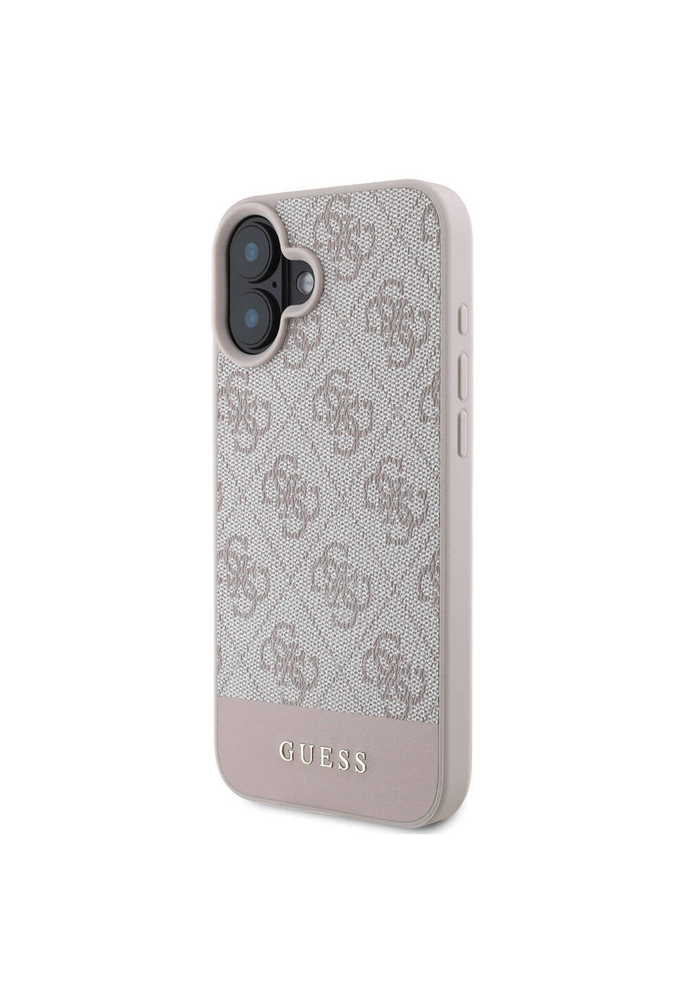 Apple iPhone 16 Kılıf Guess Orijinal Lisanslı Manyetik Şarj Uyumlu PU Deri Şerit Logo Dizaynlı Kapak