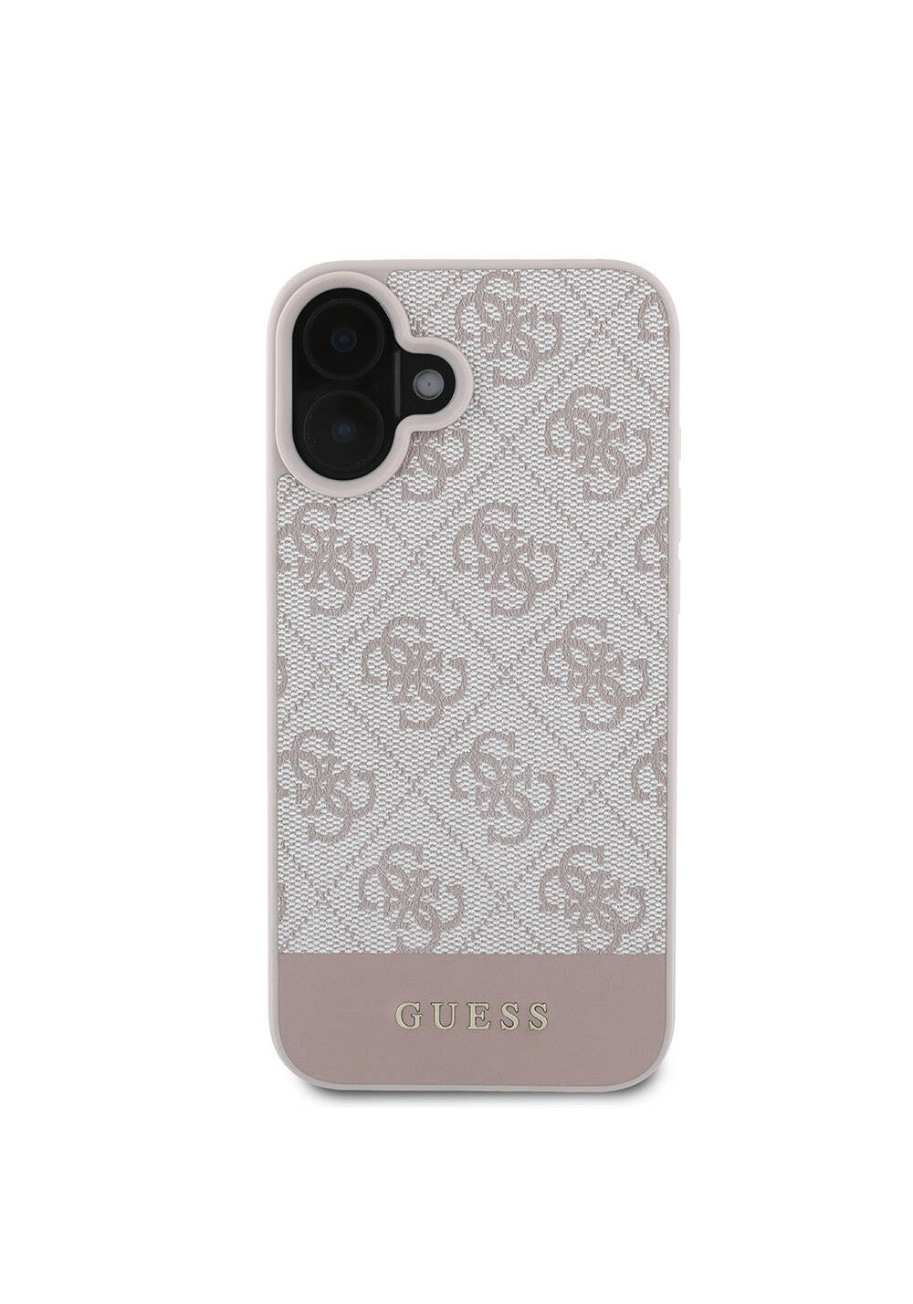 Apple iPhone 16 Kılıf Guess Orijinal Lisanslı Manyetik Şarj Uyumlu PU Deri Şerit Logo Dizaynlı Kapak