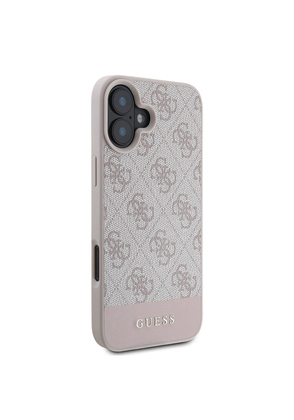 Apple iPhone 16 Kılıf Guess Orijinal Lisanslı Manyetik Şarj Uyumlu PU Deri Şerit Logo Dizaynlı Kapak