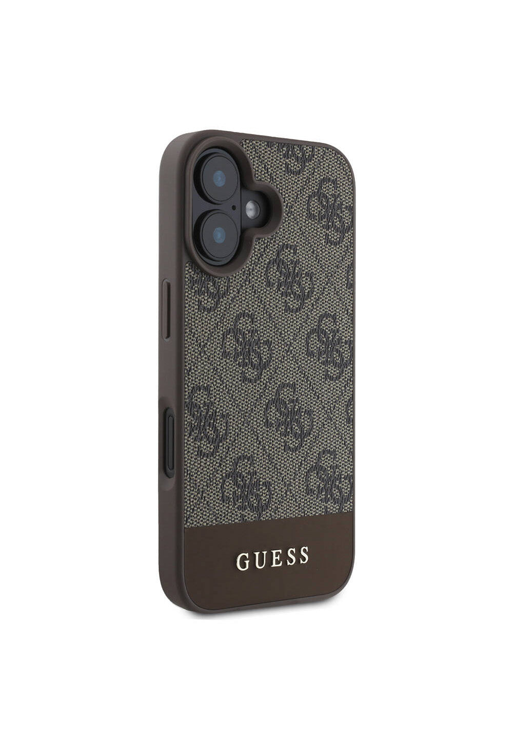 Apple iPhone 16 Kılıf Guess Orijinal Lisanslı Manyetik Şarj Uyumlu PU Deri Şerit Logo Dizaynlı Kapak
