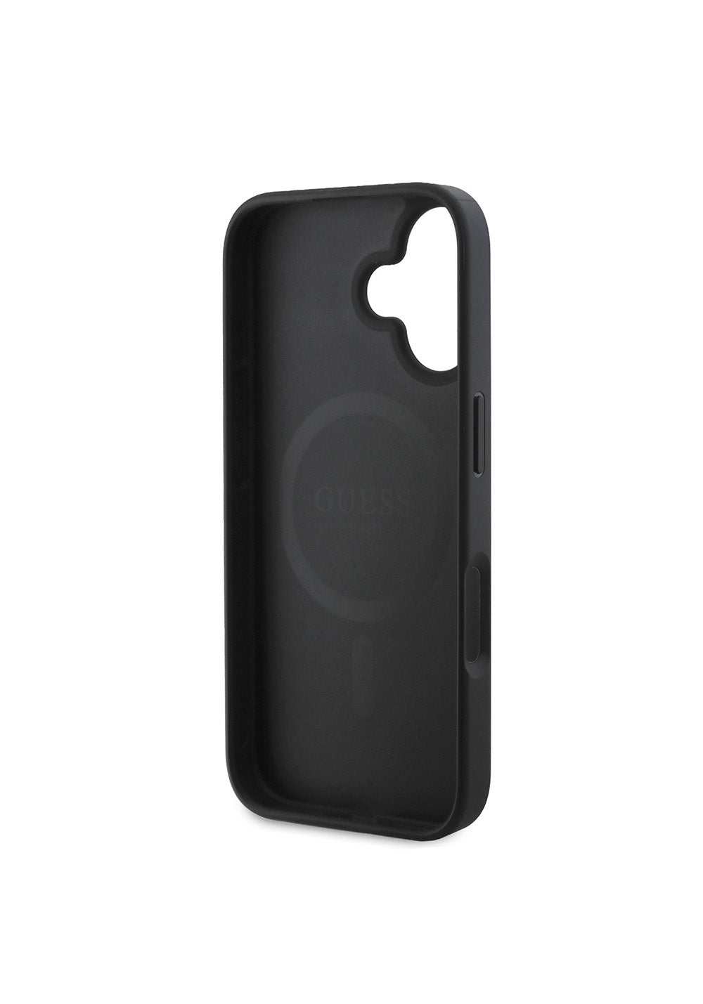 Apple iPhone 16 Kılıf Guess Orijinal Lisanslı Manyetik Şarj Uyumlu PU Deri Şerit Logo Dizaynlı Kapak
