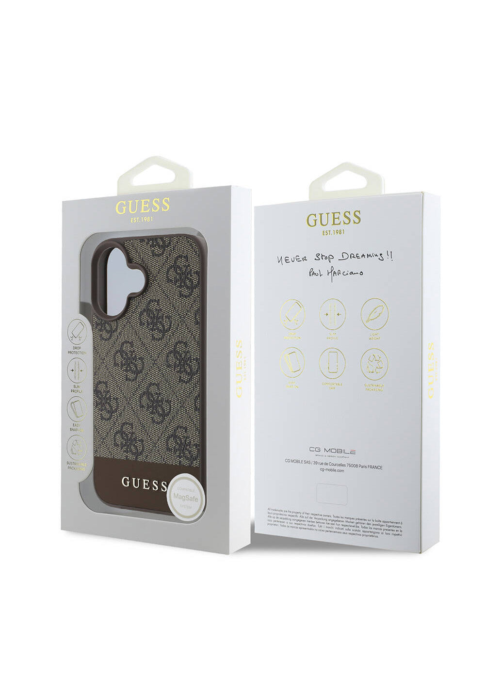 Apple iPhone 16 Plus Kılıf Guess Orijinal Lisanslı Manyetik Şarj Uyumlu PU Deri Şerit Logo Dizaynlı Kapak