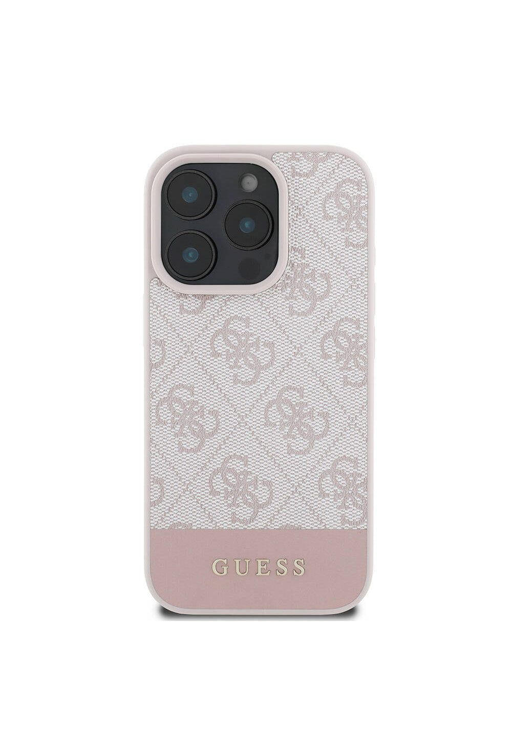 Apple iPhone 16 Pro Kılıf Guess Orijinal Lisanslı Manyetik Şarj Uyumlu PU Deri Şerit Logo Dizaynlı Kapak
